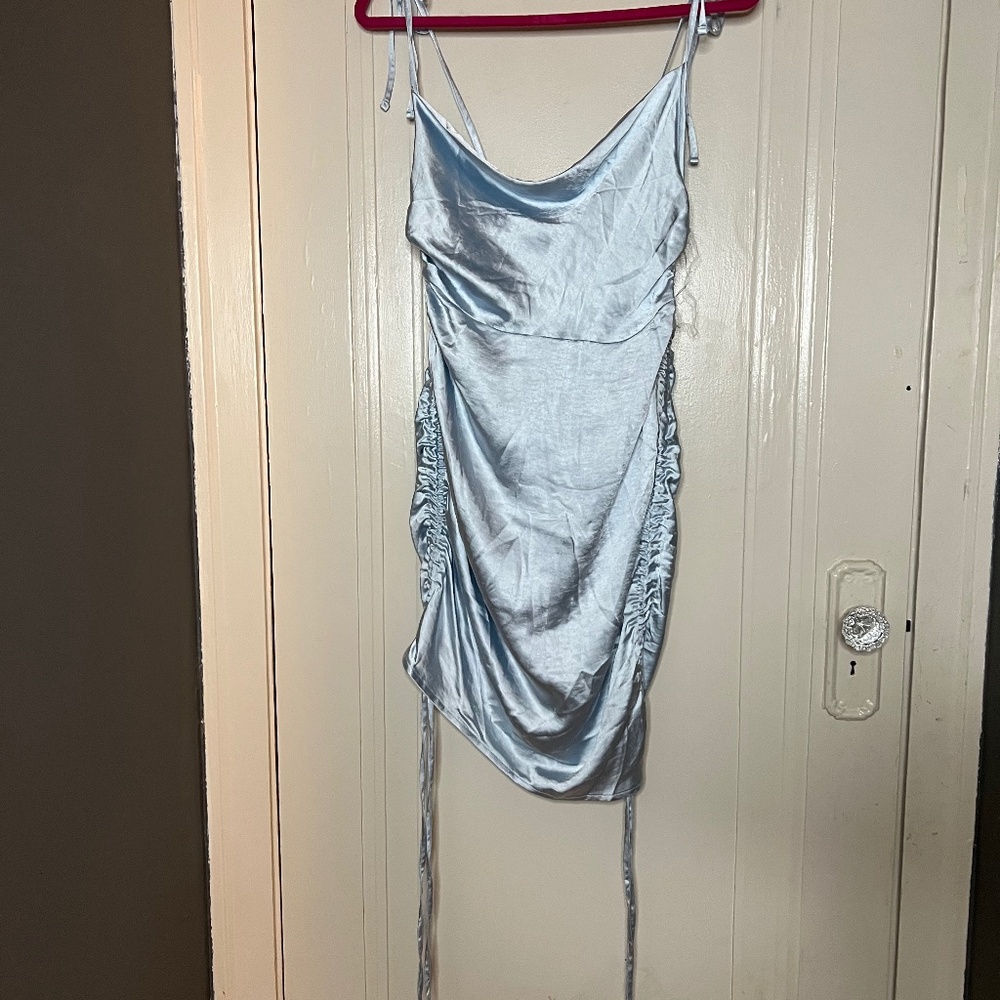 Powder blue silk dress